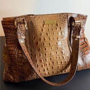 Brahmin Tan Crocodile Embossed Shoulder Bag